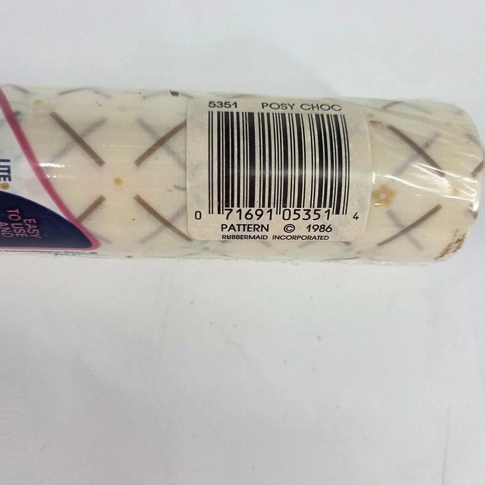 Vintage 1986 Rubbermaid Shelf Liner Posy Choc Lattice Floral Lite Adhesive 12in